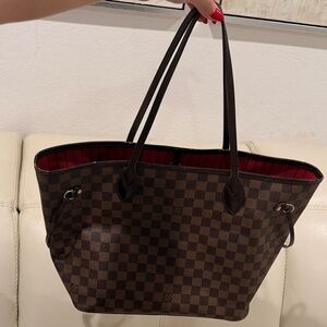 Louis Vuitton Damier Ebene Tote with Red Lining